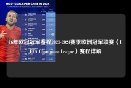16年欧冠冠军赛程2023-2024赛季欧洲冠军联赛（UEFA Champions League）赛程详解