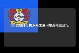 2025英超排行榜未来之星闪耀英格兰足坛