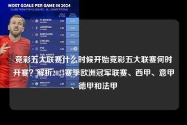 竞彩五大联赛什么时候开始竞彩五大联赛何时开赛？解析2023赛季欧洲冠军联赛、西甲、意甲、德甲和法甲