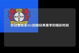 欧冠赛程表2012回顾经典赛季的精彩时刻