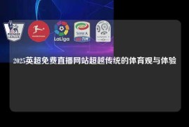 2025英超免费直播网站超越传统的体育观与体验