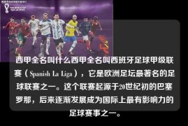 西甲全名叫什么西甲全名叫西班牙足球甲级联赛（Spanish La Liga），它是欧洲足坛最著名的足球联赛之一。这个联赛起源于20世纪初的巴塞罗那，后来逐渐发展成为国际上最有影响力的足球赛事之一。