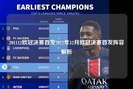 201112欧冠决赛首发2011年12月欧冠决赛首发阵容解析