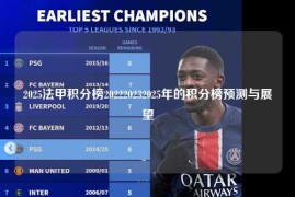 2025法甲积分榜202220232025年的积分榜预测与展望