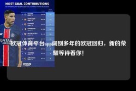 欧冠体育平台app阔别多年的欧冠回归，新的荣耀等待着你！
