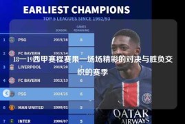 18一19西甲赛程赛果一场场精彩的对决与胜负交织的赛季