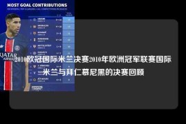 2010欧冠国际米兰决赛2010年欧洲冠军联赛国际米兰与拜仁慕尼黑的决赛回顾