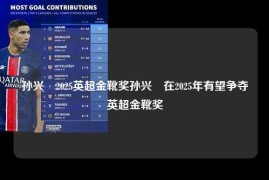 孙兴慜2025英超金靴奖孙兴慜在2025年有望争夺英超金靴奖
