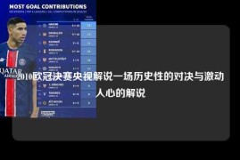 2010欧冠决赛央视解说一场历史性的对决与激动人心的解说