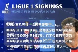西甲比赛几天打一次西甲联赛（La Liga），全称西班牙足球甲级联赛，是西班牙国家足球协会管理的顶级职业足球联赛。它不仅是西班牙乃至全球最重要的足球赛事之一，也是世界上最受欢迎和最成功的俱乐部足球比赛之一。