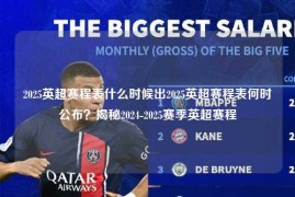 2025英超赛程表什么时候出2025英超赛程表何时公布？揭秘2024-2025赛季英超赛程