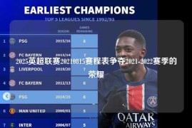 2025英超联赛20210815赛程表争夺2021-2022赛季的荣耀