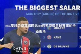 2025英超免费直播网站360探索顶级足球赛事的全新视角