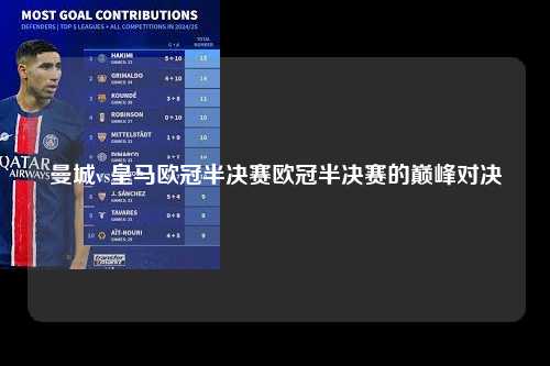 曼城vs皇马欧冠半决赛欧冠半决赛的巅峰对决第1张-五大联赛直播-五大联赛赛程时间表-五大联赛排名积分榜