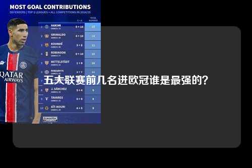 五大联赛前几名进欧冠谁是最强的？第1张-五大联赛直播-五大联赛赛程时间表-五大联赛排名积分榜