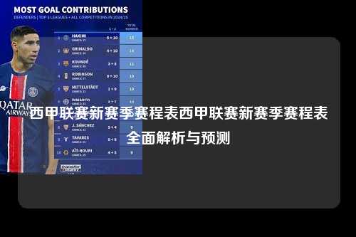 西甲联赛新赛季赛程表西甲联赛新赛季赛程表全面解析与预测第1张-五大联赛直播