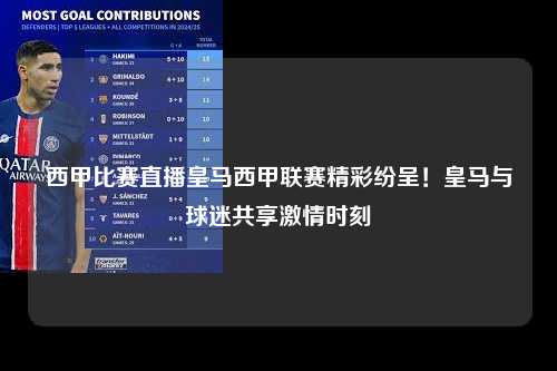 西甲比赛直播皇马西甲联赛精彩纷呈！皇马与球迷共享激情时刻第1张-五大联赛直播