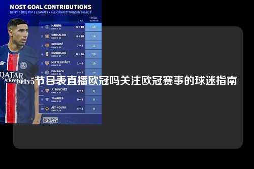 cctv5节目表直播欧冠吗关注欧冠赛事的球迷指南第1张-五大联赛直播