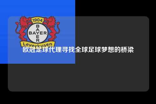 欧冠足球代理寻找全球足球梦想的桥梁第1张-五大联赛直播