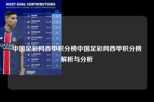 中国足彩网西甲积分榜中国足彩网西甲积分榜解析与分析第1张-五大联赛直播