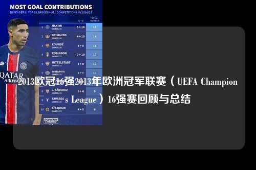 2013欧冠16强2013年欧洲冠军联赛（UEFA Champions League）16强赛回顾与总结第1张-五大联赛直播