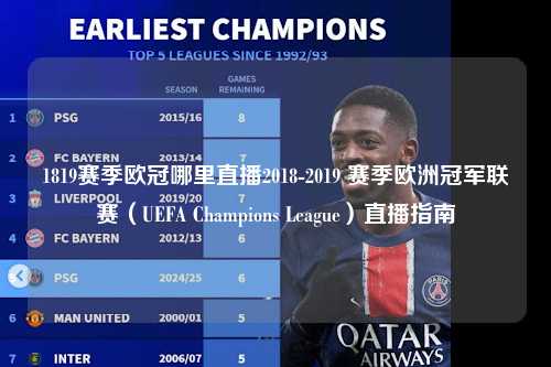 1819赛季欧冠哪里直播2018-2019 赛季欧洲冠军联赛（UEFA Champions League）直播指南第1张-五大联赛直播