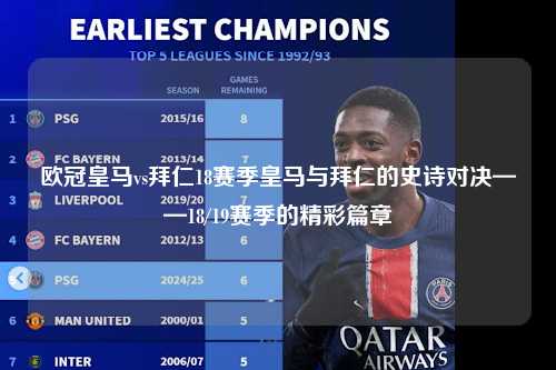 欧冠皇马vs拜仁18赛季皇马与拜仁的史诗对决——18/19赛季的精彩篇章第1张-五大联赛直播