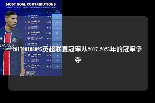 201720182025英超联赛冠军从2017-2025年的冠军争夺第1张-五大联赛直播