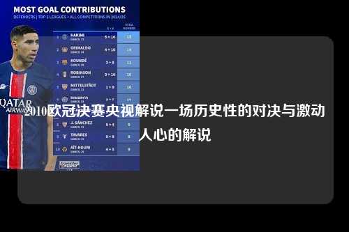 2010欧冠决赛央视解说一场历史性的对决与激动人心的解说第1张-五大联赛直播